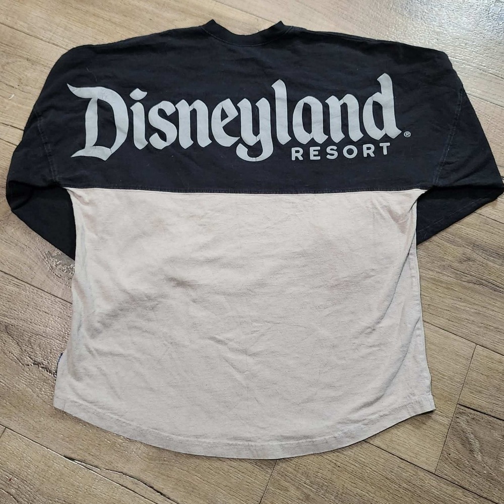 Disneyland Resort Spirit Jersey Mens Medium Black Tan Colorblock Long Sleeve‎